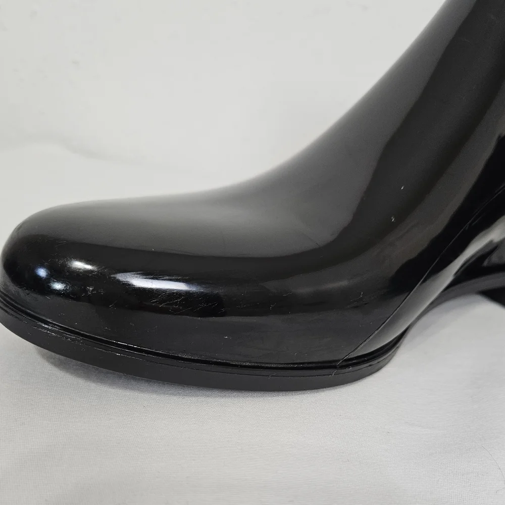 Sam Edelman Tinsley Waterproof Chelsea Rain Boots Black Gloss Size 11